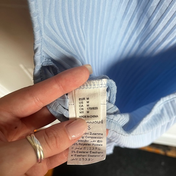 Blue Ribbed Open Back Romper - Picture 9 of 9